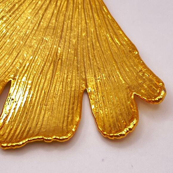 10K Gold Dipped Ginkgo Leaf Pendant - Picture 4 of 11